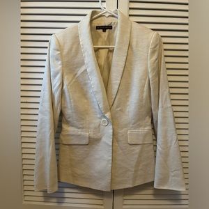 Antonio Melani. Sz 4 Linen Blend. Cream Long Sleeve Button Front Blazer